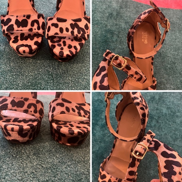 Leopard Animal Print Platform Heels Ankle Strap Size 8.5 Mossimo Supply Co - Picture 10 of 14